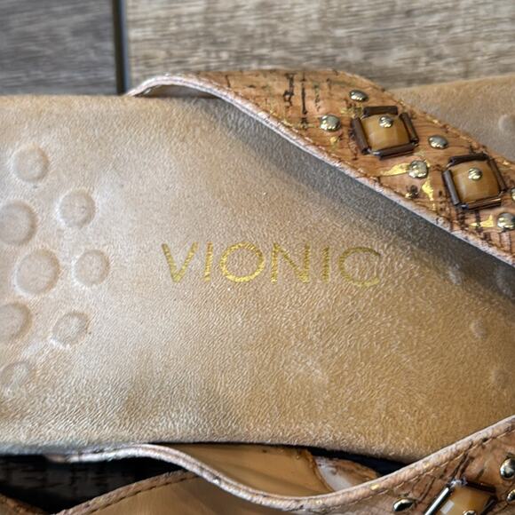 Vionic Rest Floriana 340 Gold Cork Women's Flipflops Size 7 - Picture 6 of 10